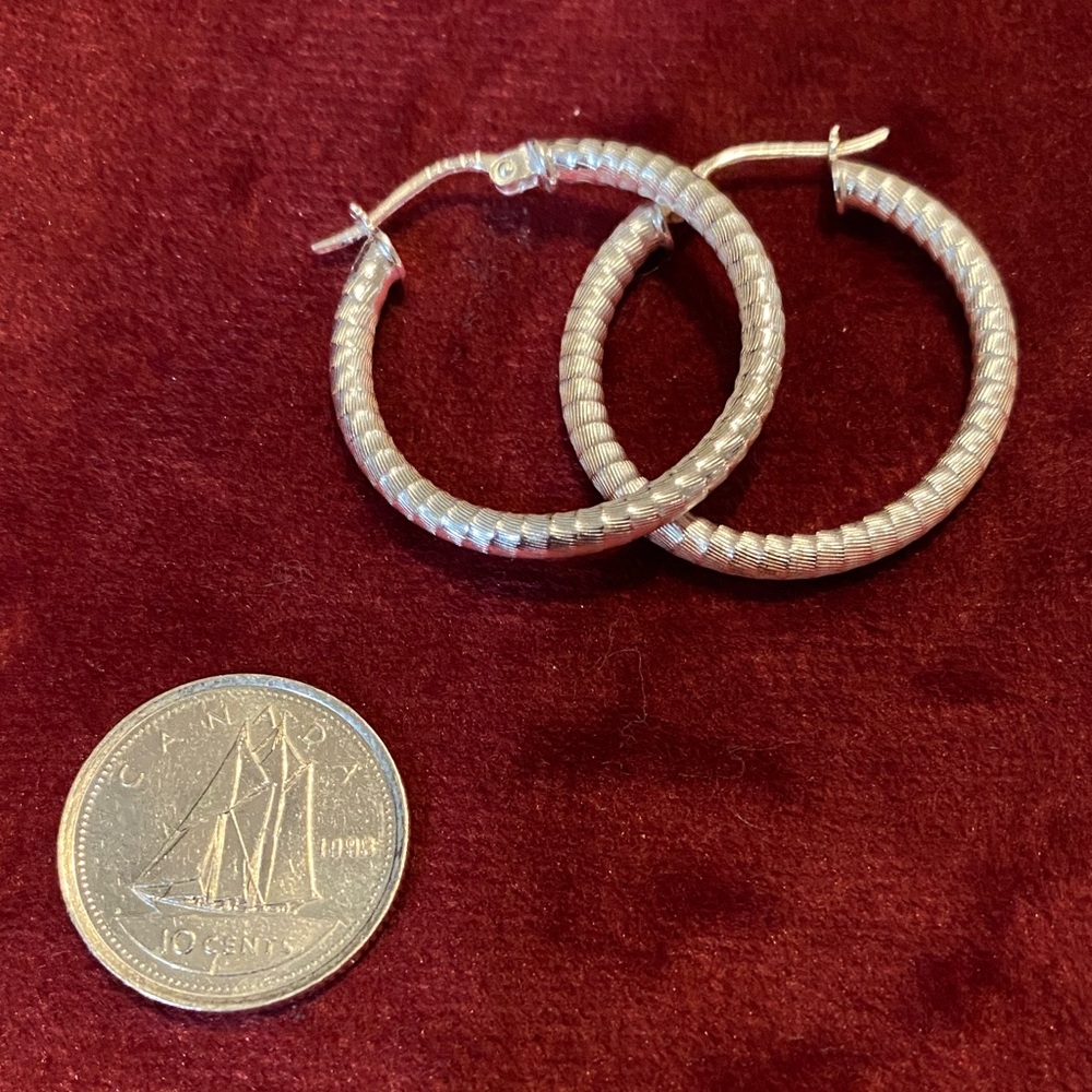 Chic Silver Textured Hoop Earrings